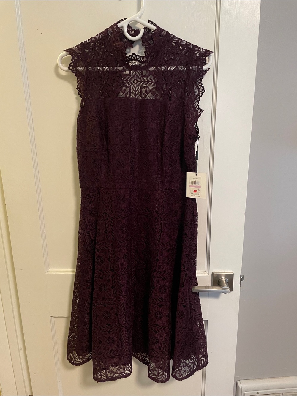 NWT Calvin Klein Purple Illusion Lace Fit-and-Flare Dress